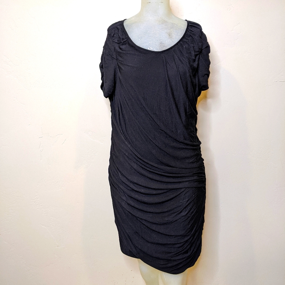 Diane Von Furstenberg Black Ruched Mini Dress